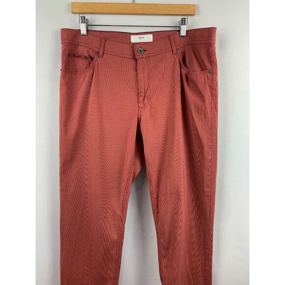 Brax Mens Cooper Fancy Regular Fit Red Pants - Picture 2 of 8